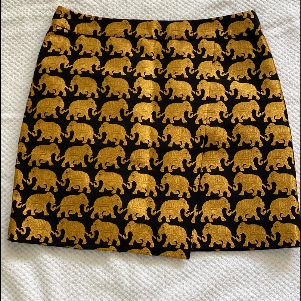 J.Crew Black/Gold elephant skirt